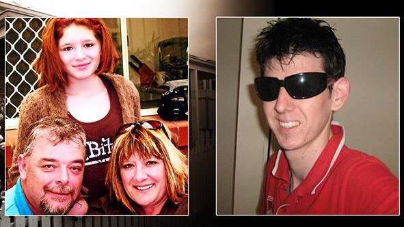 The Rowe family (left) and their killer, Jason Downie.