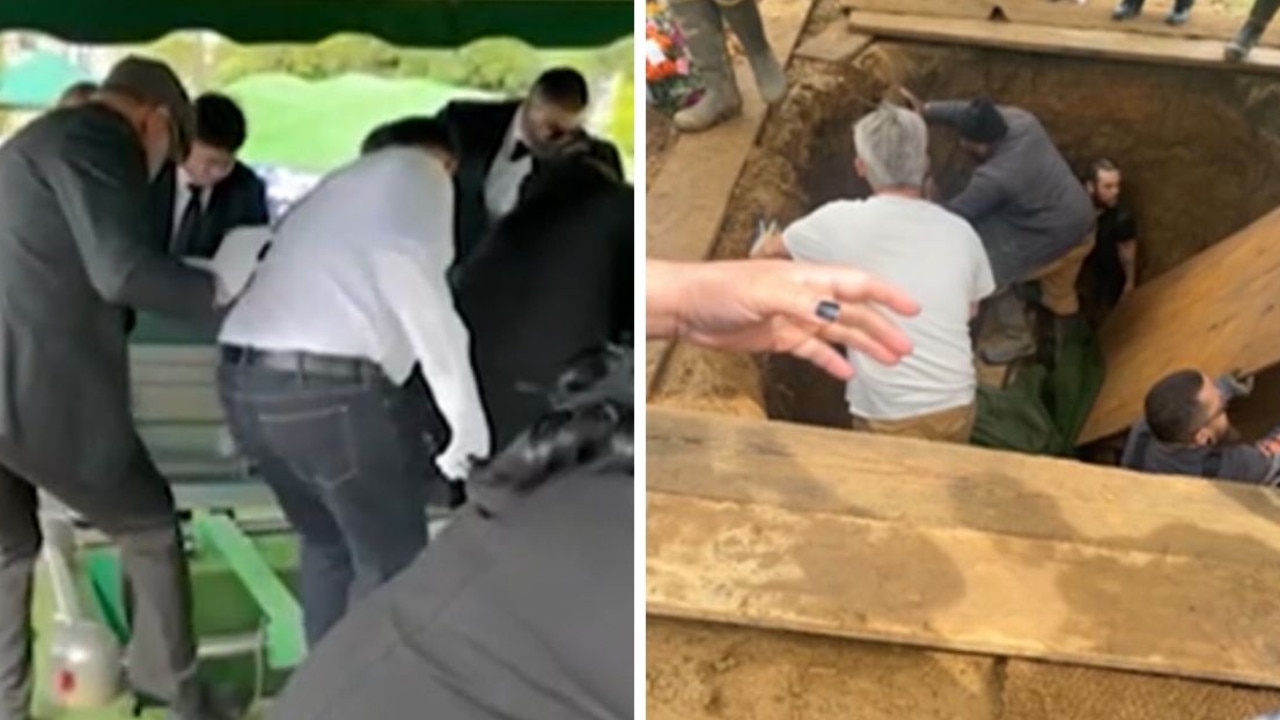 Son gets ‘stuck’ under dead dad’s coffin