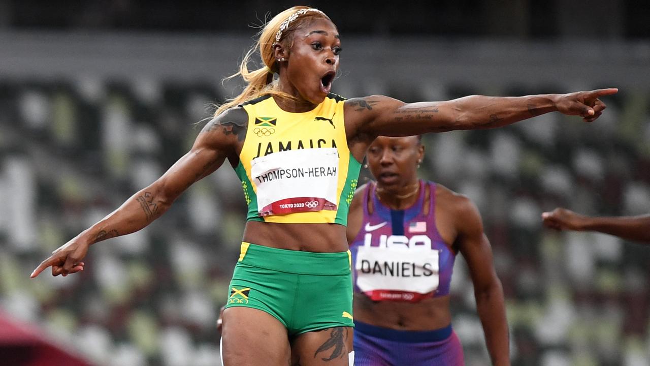 Tokyo Olympics 100m final finishing order womens Elaine ThompsonHerah