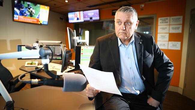 Ray Hadley in his radio studio in Sydney. Picture: Renee Nowytarger