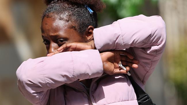 Nooria Halake outside the Adelaide Magistrates Court after allegedly abusing and assaulting Macca’s staff. Picture: NewsWire / David Mariuz