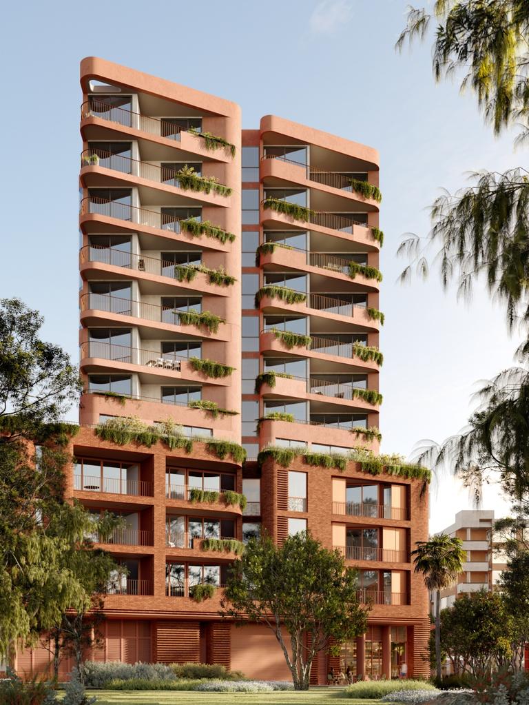 An artist’s impression of one of the Danks St District apartment towers.