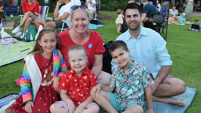 The Russell family enjoy their time at the 2023 Buderim Community Carols.