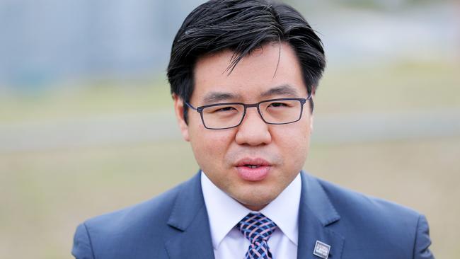 Federal Race Discrimination Commissioner Dr Tim Soutphommasane at Risdon Prison. Department of Justice signing up to a national ÔRacism. It Stops with MeÕ campaign. Picture: RICHARD JUPE