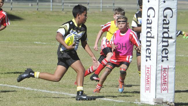 Action from the under-12 clash between South Grafton Rebels and Clarence Coast Magpies during round 1 of the 2020 Group 1 Junior Rugby League season at McKittrick Park on Saturday, July 18.