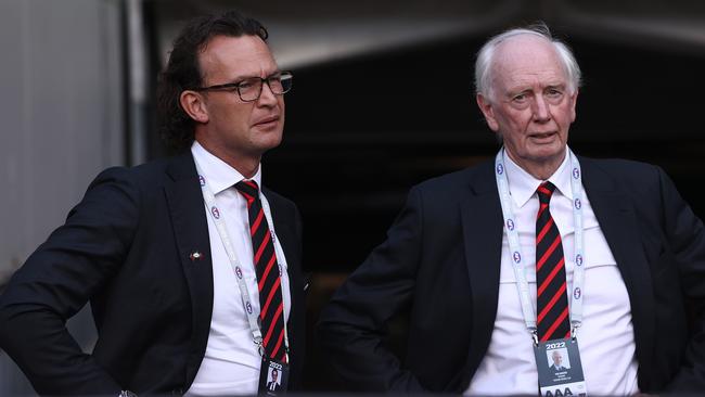 Essendon president Paul Brasher and CEO Xavier Campbell.