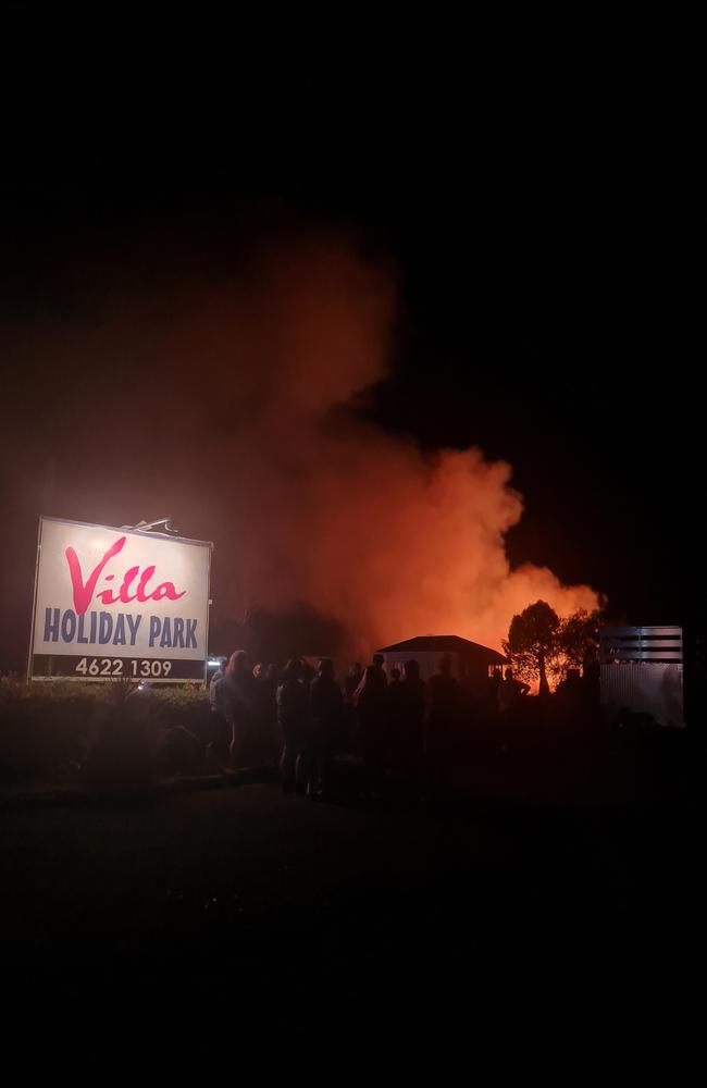 Emergency crews battle to contain giant blaze at Romavilla Winery. Picture: Chloe Cufflin.