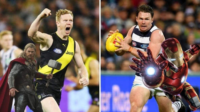 AFL stars represent a superheroes line-up in AFLX next year.