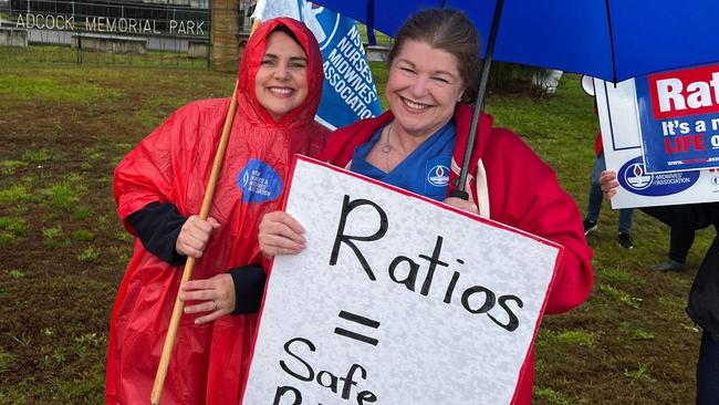 NSWNMA General Secretary Shaye Candish (left) protested alongside nurses in Gosford. Picture: Supplied