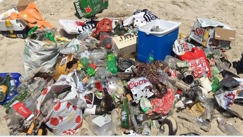 A pile of rubbish left on a beach at Byron Bay. Picture: Facebook