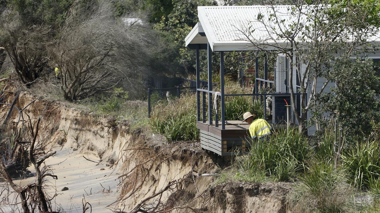 Erosion threatens the Stockton Caravan Park. Picture: AAP Image/Darren Pateman