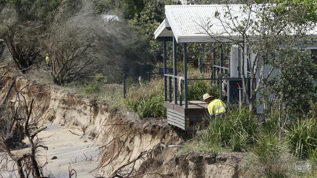 Erosion threatens the Stockton Caravan Park. Picture: AAP Image/Darren Pateman