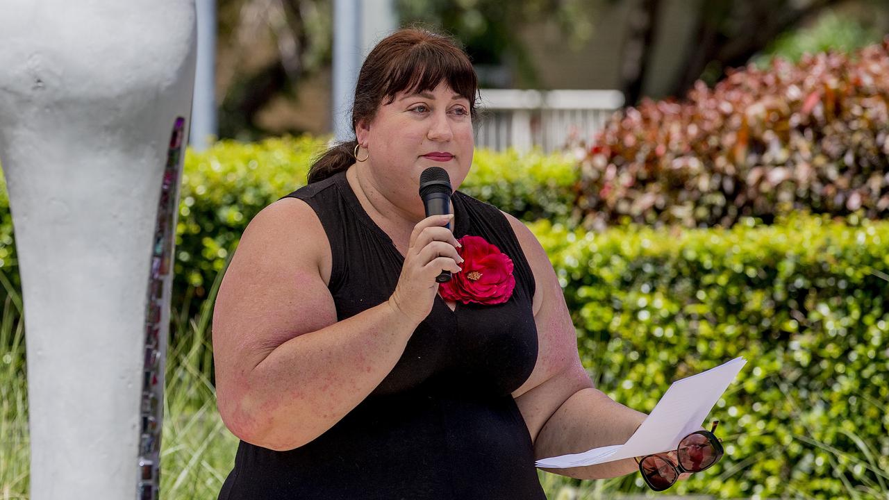 The red Rose DV rally at the DV memorial in Norm Rix park, Labrador. Narelle Poole. Picture: Jerad Williams