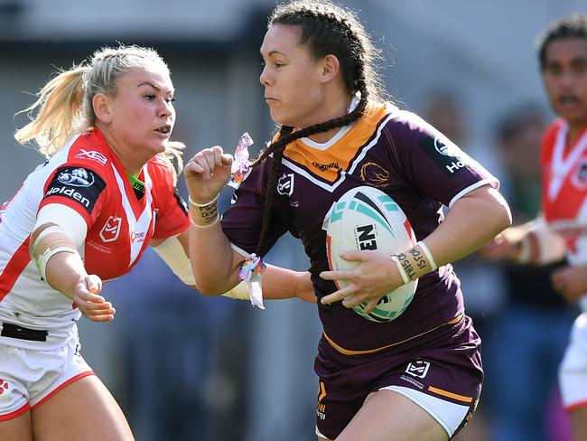 Mariah Denman starred for the Brisbane Broncos in her return to the NRLW. (AAP Image/Joel Carrett)