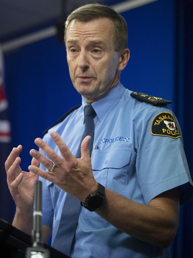 Tasmania Police Commissioner Darren Hine. Picture: Chris Kidd