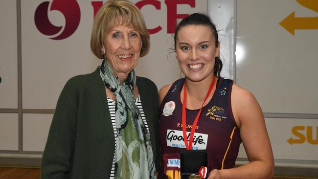 Marlee George with the Reserves grand final MVP award. Picture: Supplied, Netball SA