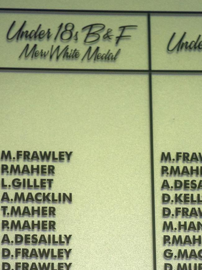 Danny Frawley's name sits proudly on the club’s honour board. Pic: Jay Town