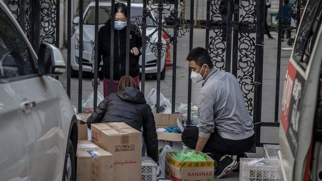 A woman looks through a gate as she buys groceries from vendors at a community that is in lock down. The history of the Great Leap Forward illustrates the worst-case scenario of what can happen when a Chinese leader insists that a pest be eliminated at any price. Picture: Getty