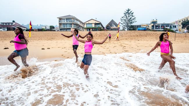 Kids enjoying their first trip to the ocean. Picture: Monique Harmer.