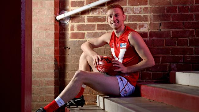 North Adelaide premiership defender Callum Wilkie has shot into draft calculations in 2018. Picture: Naomi Jellicoe