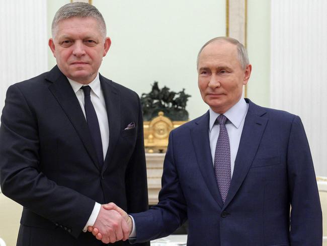 Vladimir Putin and Slovakia's Prime Minister Robert Fico have struck up a relationship. Picture: AFP