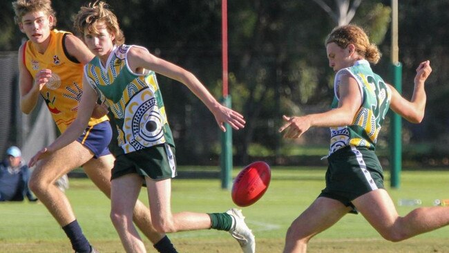 Westminster's Anders McShane (left) continues to develop in the midfield. Picture: Sports Association for Adelaide Schools