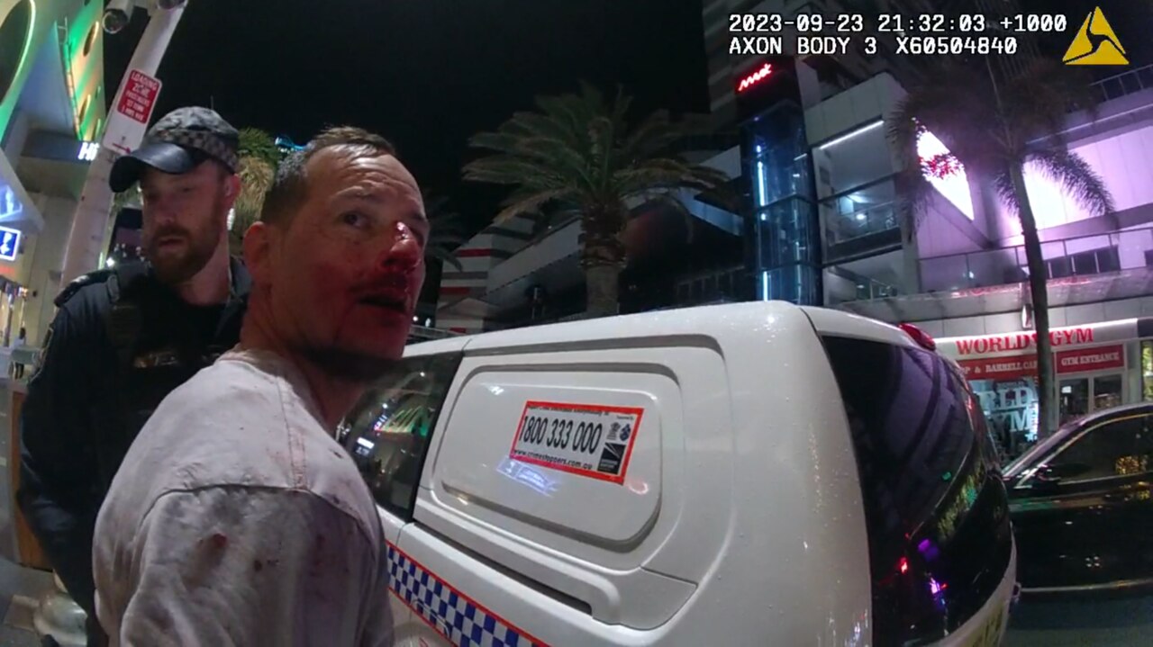 A Bloodied Mr Heremaia during his arrest at Surfers Paradise on 23 September 2023. Picture: Supplied