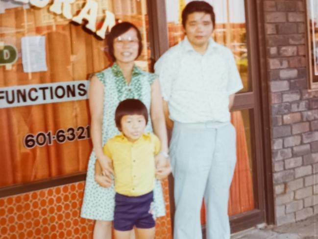 By the late 70s, the Ho family graduated to a suburban restaurant in Liverpool, Sydney, which was “as kitsch as you could imagine in late 70s suburban Sydney” says Chris (front) complete with red velvet wallpaper, lazy Susans and a more complex menu.