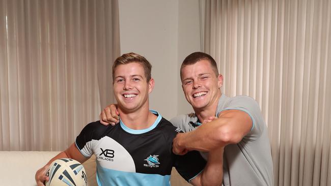 Cronulla’s Brailey brothers, Blayke and Jayden. Picture: Brett Costello