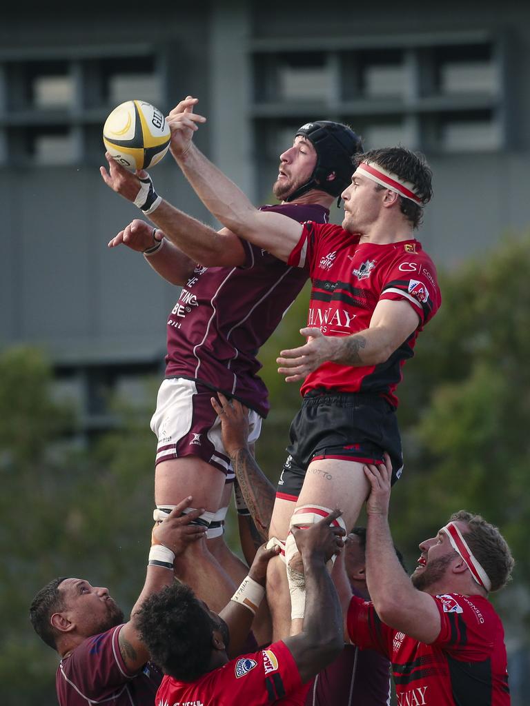 GCDRU major semi final between Colleges Knights and Nerang Bulls. Picture: Glenn Campbell