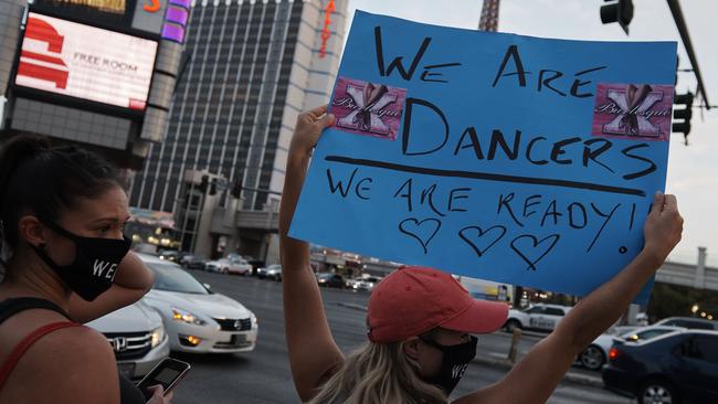 Events and entertainment workers gather in a protest to bring attention to their labor and unemployment in Las Vegas, Nevada. Picture: AFP