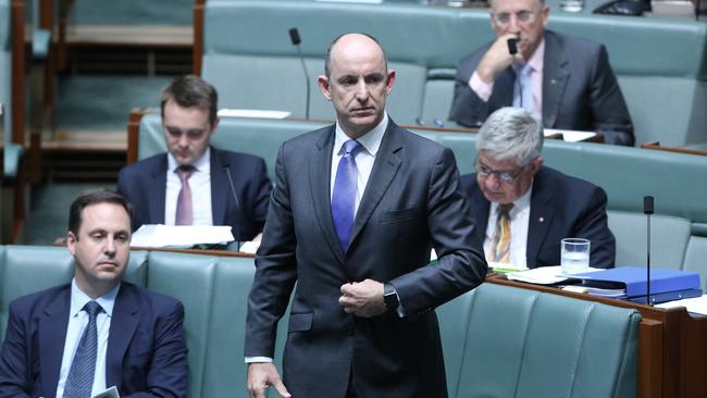 The minister under fire- Stuart Robert-during Question Time in the House of Representatives. Picture: Gary Ramage