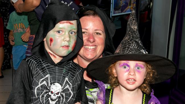 Louis Rees, Latoya Rees and Sophie Rees from Walkerston at Mackay Charity Zombie Walk. Saturday, October 30, 2021. Picture: Michaela Harlow