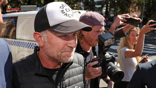 Pictured Leaving Manly Police Station in October is former Australian cricketer Michael Slater who has been arrested on domestic violence charges. Picture: Richard Dobson