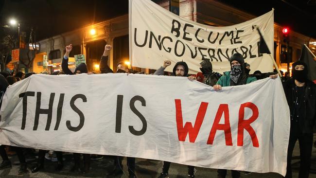 A scheduled speech by Milo Yiannopoulos was cancelled at the University of Berkeley in early February after protesters and police engaged in violent skirmishes. (Pic: Elijah Nouvelage/Getty Images/AFP)