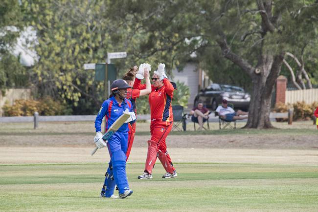 SA keeper Kylie Rattray celebrates a wicket.