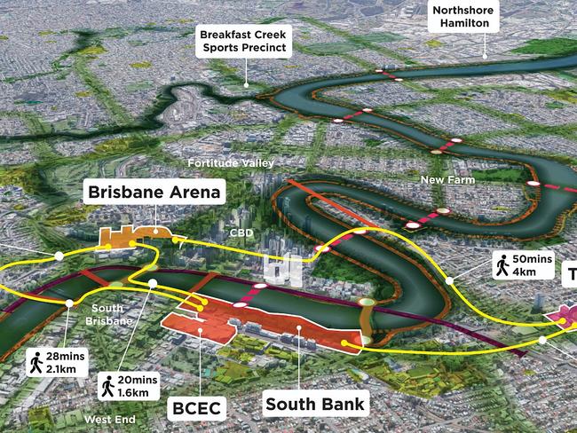 Accessibility and walking map from the Committee for Brisbane 2032 Olympic Games. Image - LatStudios