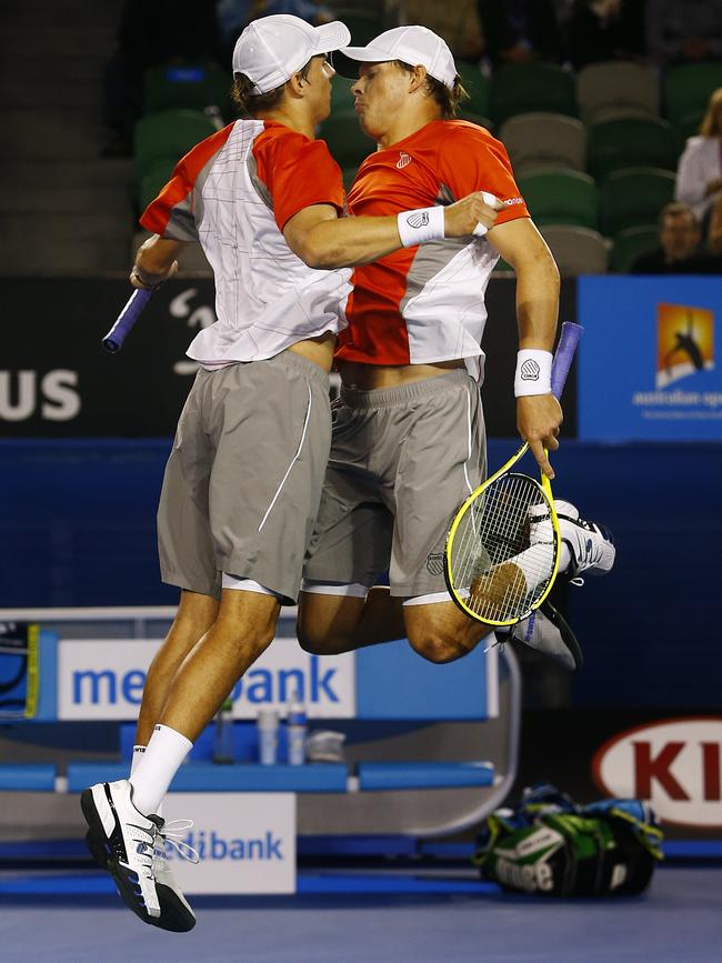 The legendary Bryan brothers, Mike and Bob, made the chest bump their own.