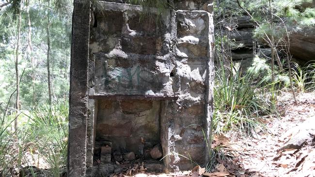 The remains of the fireplace of the shack built by the DAF near Deep Creek