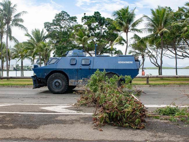 A Gendarmerie armoured vehicle patrols in Noumea. Picture: AFP