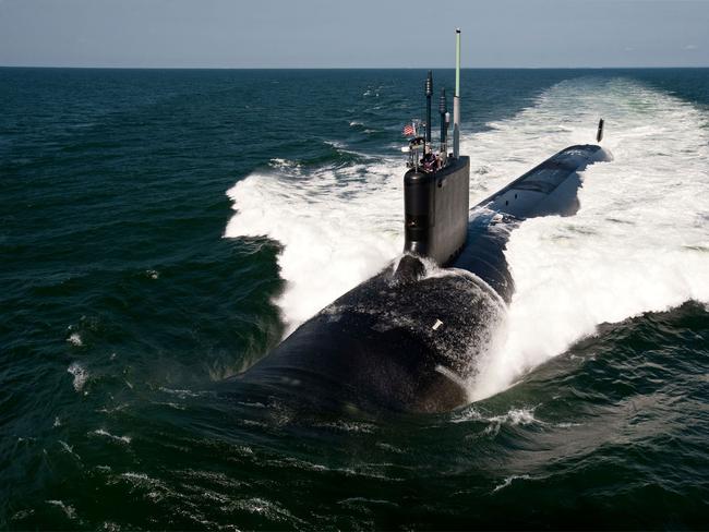 D9GT1G Atlantic Ocean, June 30, 2011 - The Virginia-class attack submarine USS California (SSN 781) underway during sea trials.