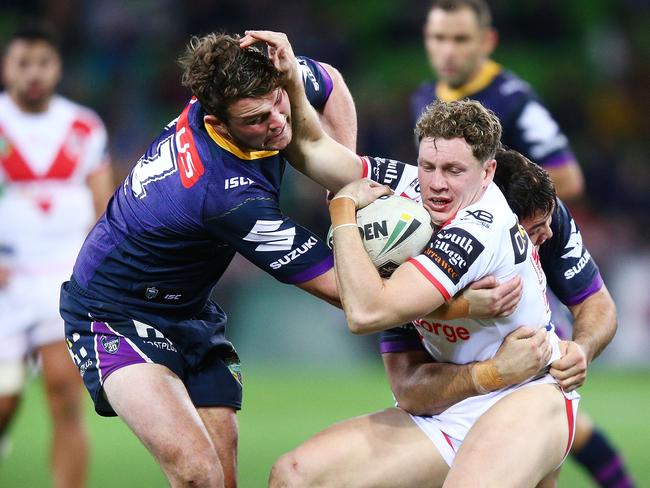 Kurt Mann (R) has been dumped to the Dragons bench. Pic: Getty