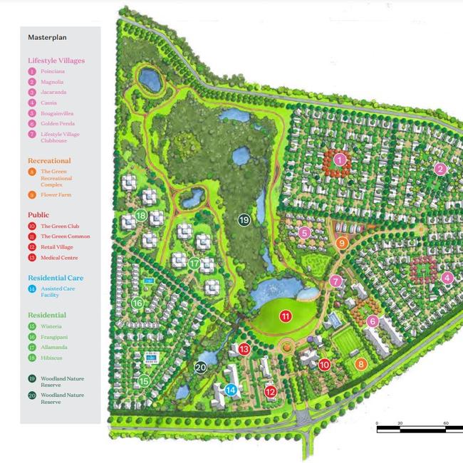 Site layout of The Green retirement village project proposed for Hervey Bay. Photo: Dundowran PTY LTD.