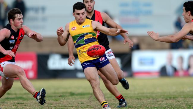 EAGLES V WEST at Woodville Oval. Eagles no 16 Lachlan McGregor. Pic: Tricia Watkinson.