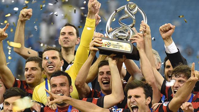 Western Sydney Wanderers celebrate. FAYEZ NURELDINE/AFP/Getty Images