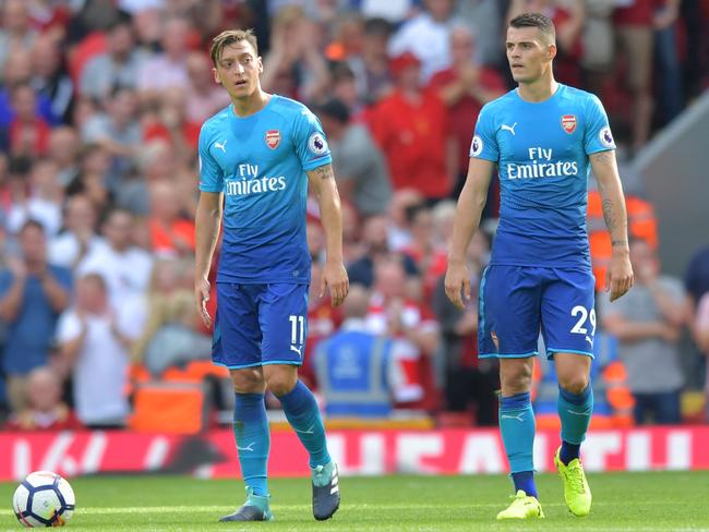 Arsenal's Mesut Ozil &amp; Granit Xhaka.