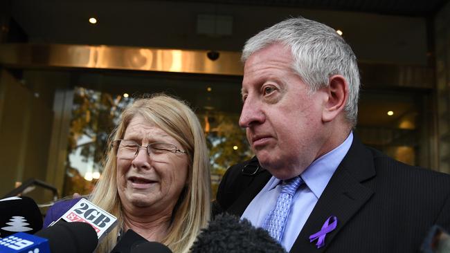 Faye Leveson broke down outside court following the inquest today.