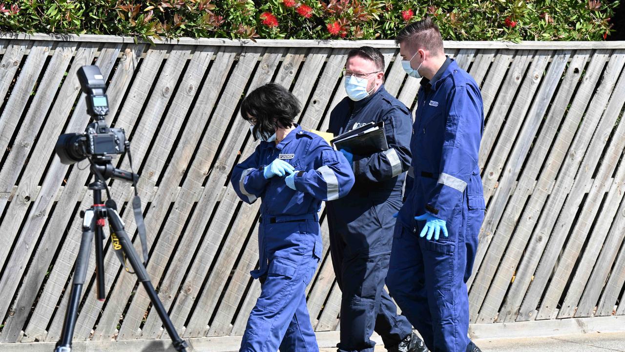 Police forensics and detectives at the scene of an assault on Torquay Road, Grovedale. Picture: Brad Fleet