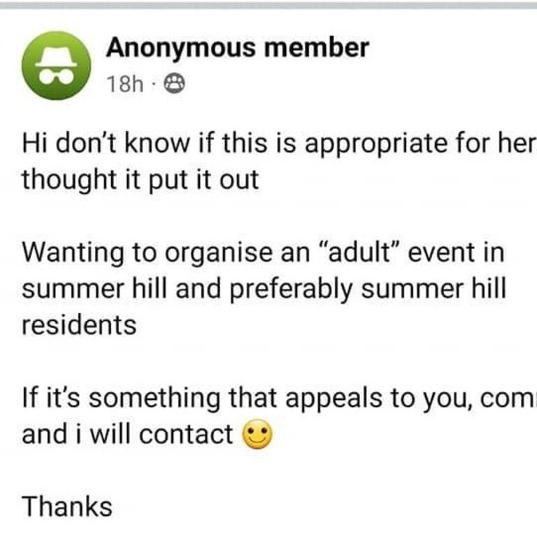 Screenshots of the invite made to members of Summer Hill People Facebook group.