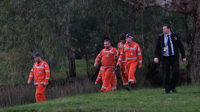 Police at the scene at Richardsons Bend campground near Barnawartha North. Picture: Simon Dallinger